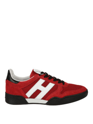 Hogan: trainers - H357 red suede and mesh sneakers