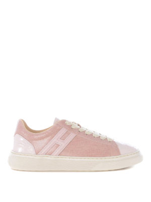 HOGAN: sneakers - Sneaker H365 rosa in pelle stampa rettile