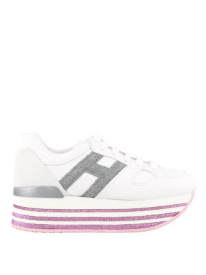HOGAN: sneakers - Sneaker H368 glitterate con maxi suola