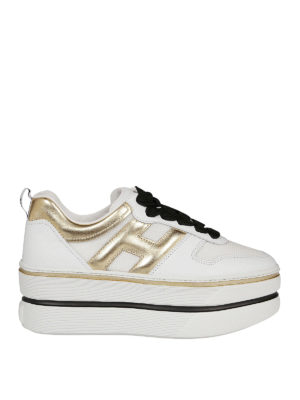 HOGAN: sneakers - Sneaker H449 bianca e dorata