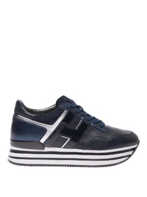 HOGAN: trainers - H483 blue leather sneakers