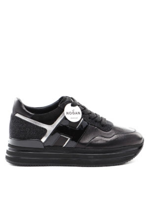 HOGAN: trainers - H483 leather and glitter sneakers