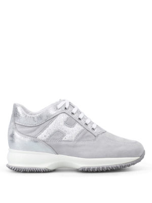 Hogan: trainers - Interactive glitter H suede sneaker