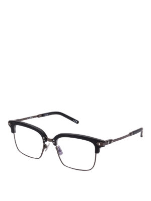 HUBLOT: Glasses - Black and bronze squared titanium eyeglasses