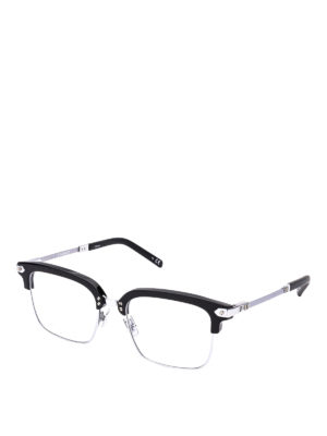 HUBLOT: Glasses - Black and silver squared titanium eyeglasses