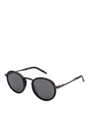 HUBLOT: sunglasses - Black and bronze round titanium sunglasses