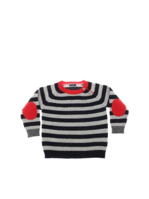 Il Gufo: knitwear - Blue and grey striped crew neck sweater