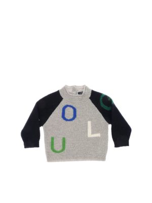 Il Gufo: knitwear - Grey and blue intarsia sweater