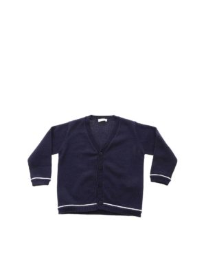 Il Gufo: knitwear - White details cardigan in blue
