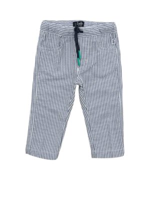 Il Gufo: trousers - Striped pants in white and blue