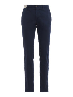 INCOTEX: pantaloni casual - Pantaloni blu in leggero cotone operato