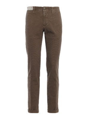 INCOTEX: pantaloni casual - Pantalone marrone in cotone a quadretti