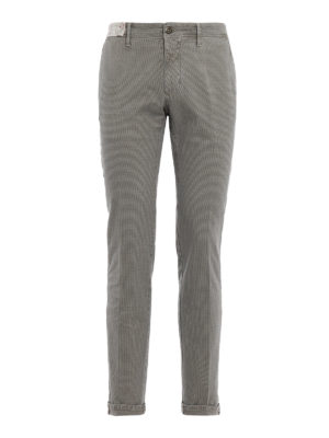 INCOTEX: pantaloni casual - Pantalone grigio chiaro in cotone a quadretti