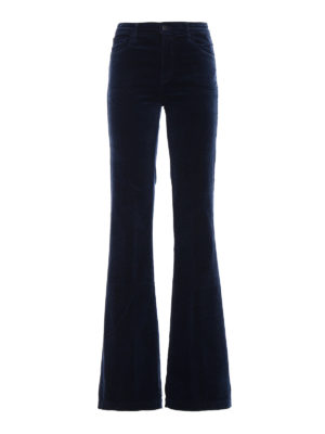 J BRAND: flared jeans - Maria Flare blue velvet jeans