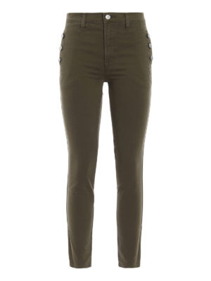 J BRAND: jeans skinny - Jeans Zoie in cotone stretch verde militare