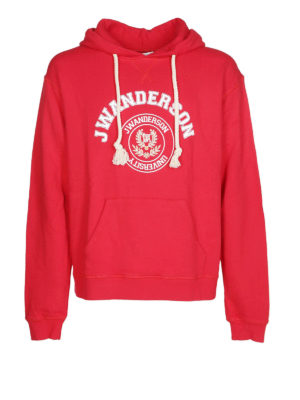 J.W. ANDERSON: Felpe e maglie - Felpa rossa con cappuccio e stampa