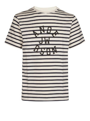 J.W. ANDERSON: t-shirt - T-shirt in cotone a righe con stampa logo