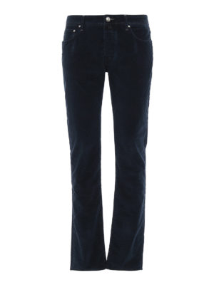 JACOB COHEN: pantaloni casual - Pantaloni in velluto liscio blu
