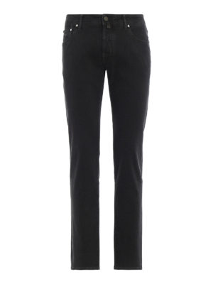 JACOB COHEN: pantaloni casual - Cinque tasche in cotone stampato verde bosco