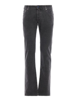 JACOB COHEN: pantaloni casual - Pantaloni grigi antracite in cotone spigato