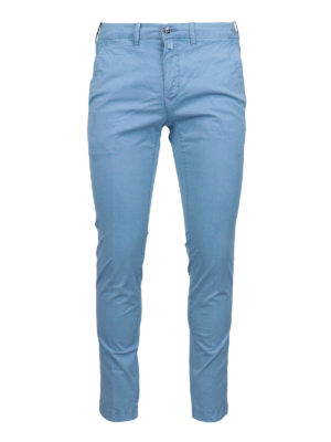 JACOB COHEN: casual trousers - Lion light blue stretch cotton trousers