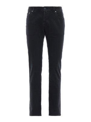 JACOB COHEN: pantaloni casual - Pantaloni blu in cotone micro fantasia