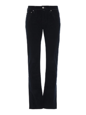 JACOB COHEN: pantaloni casual - Pantaloni in velluto liscio blu notte