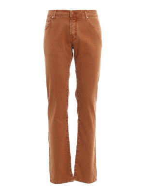 JACOB COHEN: pantaloni casual - Pantaloni Style 622 in lino e cotone ruggine