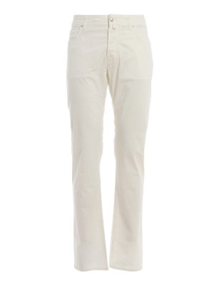 JACOB COHEN: pantaloni casual - Pantaloni Style 688 in cotone stretch avorio