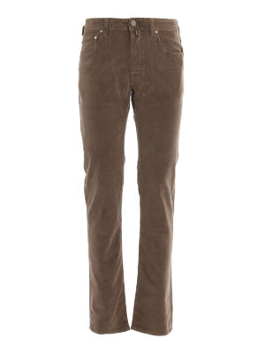 JACOB COHEN: casual trousers - Style 688 taupe corduroy trousers
