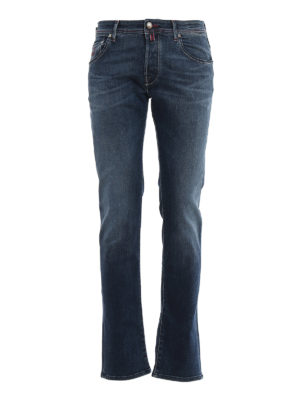 JACOB COHEN: straight leg jeans - Style 622 indigo dyed  faded jeans