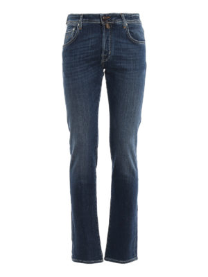 JACOB COHEN: straight leg jeans - Style 622 jeans with brown logo label