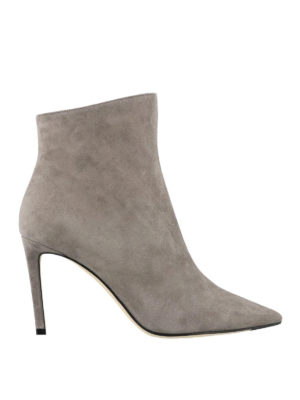 JIMMY CHOO: tronchetti - Tronchetti grigi Helaine 85 in camoscio