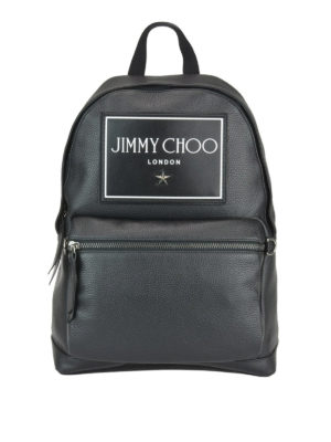 JIMMY CHOO: zaini - Zaino Wilmer in pelle con maxi patch logo