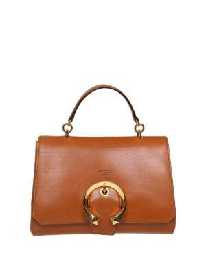 JIMMY CHOO: bauletti - Borsa a mano Madeline color cuoio