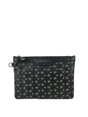 JIMMY CHOO: pochette - Pochette Derek nera in pelle biker