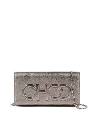 JIMMY CHOO: pochette - Mini borsa Santini in pelle metallica