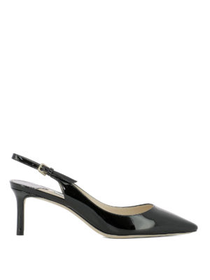 JIMMY CHOO: court shoes - Erin 60 black patent slingbacks