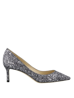 JIMMY CHOO: court shoes - Romy 60 gunmetal glitter pumps