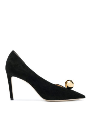 JIMMY CHOO: scarpe décolleté - Pumps cut-out Sadira 85 con dettaglio oro