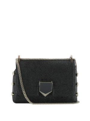 JIMMY CHOO: borse a tracolla - Lockett Mini in tessuto nero