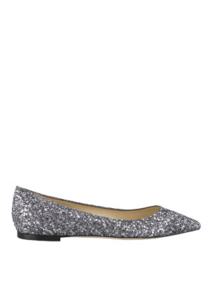 JIMMY CHOO: flat shoes - Romy glittered fabric ballerinas