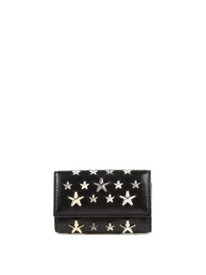 JIMMY CHOO: portachiavi - Portachiavi Neptune nero in pelle con stelle