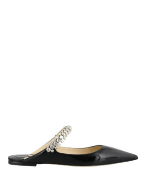 JIMMY CHOO: sabot - Ciabattina Bing piatta nera in vernice