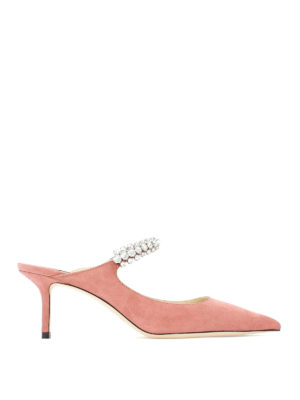 JIMMY CHOO: sabot - Sabot Bing con cinturino gioiello in suede