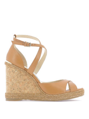 JIMMY CHOO: sandali - Zeppe Alanah 105 in pelle e sughero
