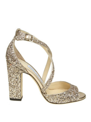JIMMY CHOO: sandali - Sandali Carrie 100 in glitter