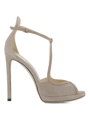 JIMMY CHOO: sandali - Sandali Fawne 120 in glitter mesh
