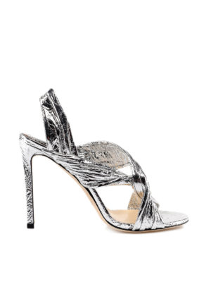 JIMMY CHOO: sandali - Sandali Lalia 100 in pelle metallizzata