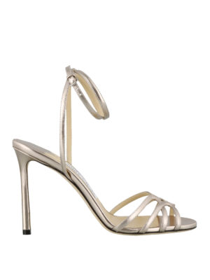 JIMMY CHOO: sandali - Sandali Mimy in pelle con tacco